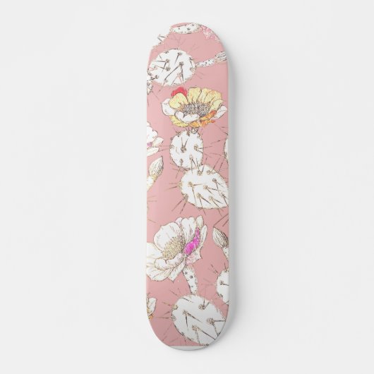 Moderne witte goudroze roze katus Floral Pattern Persoonlijk Skateboard (Voorkant)