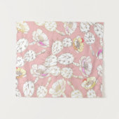 Moderne witte goudroze roze katus Floral Pattern Wandkleed (Voorkant (horizontaal))