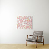 Moderne witte goudroze roze katus Floral Pattern Wandkleed (In Situ (horizontaal))