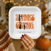 Moderne Witte Graffiti Thanksgiving Herfst Herfst Papieren Bordje
