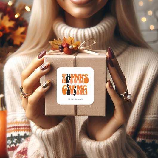 Moderne Witte Graffiti Thanksgiving Herfst Herfst Vierkante Sticker