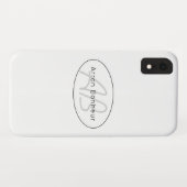 Moderne witte grijs en zwart | Naam kool en monogr Case-Mate iPhone Case (Achterkant (horizontaal))