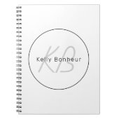 Moderne witte grijs en zwart | Naam kool en monogr Notitieboek (Voorkant)