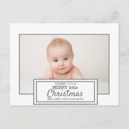 Moderne witte grijze foto Merry Little Kerstmis Briefkaart