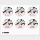 Moderne witte grijze marmer met Gold Ribbon Birthd Ronde Sticker (Vel)