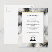 Moderne witte grijze marmer met Gold Ribbon Briefkaart (Voorkant / Achterkant)
