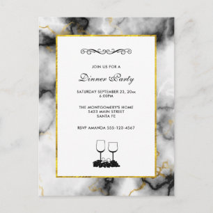 Moderne witte grijze marmer met Gold Ribbon Briefkaart