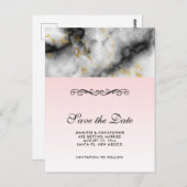 Moderne witte grijze marmer met Gold Ribbon Briefkaart (Voorkant / Achterkant)