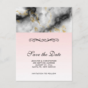 Moderne witte grijze marmer met Gold Ribbon Briefkaart