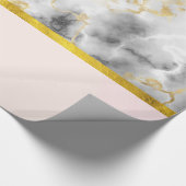 Moderne witte grijze marmer met Gold Ribbon Cadeaupapier (Hoek)