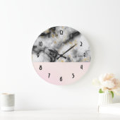 Moderne witte grijze marmer met Gold Ribbon Grote Klok (Huis)