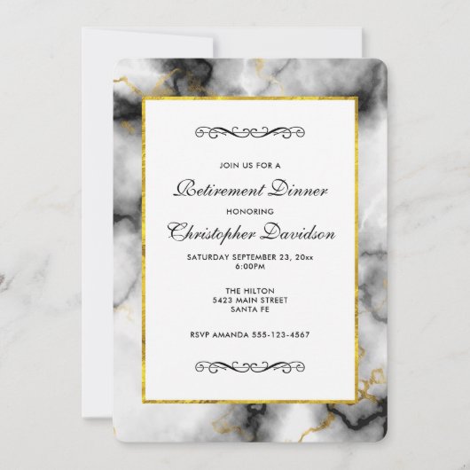 Moderne witte grijze marmer met Gold Ribbon Kaart (Voorkant)