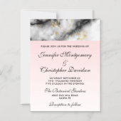 Moderne witte grijze marmer met Gold Ribbon Magnetische Uitnodiging (Voorkant)