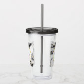 Moderne witte grijze marmer met Gold Ribbon Monogr Acryl Drinkbeker (Rechts)