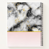 Moderne witte grijze marmer met Gold Ribbon Monogr Notitieboek (Achterkant)