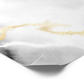 Moderne witte grijze marmer met Gold Ribbon Monogr Poster (Hoek)
