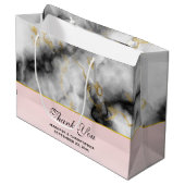 Moderne witte grijze marmer met Gold Ribbon Weddin Groot Cadeauzakje (Voorkant Gekanteld)