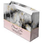 Moderne witte grijze marmer met Gold Ribbon Weddin Groot Cadeauzakje (Achterkant Gekanteld)