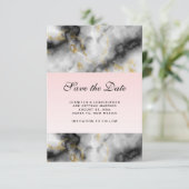 Moderne witte grijze marmer met Gold Ribbon Weddin Save The Date (Staand voorkant)