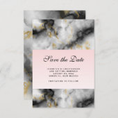 Moderne witte grijze marmer met Gold Ribbon Weddin Save The Date (Voorkant / Achterkant)