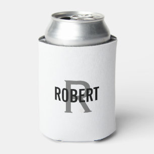 Moderne witte grijze monogram naam koelbox blikjeskoeler