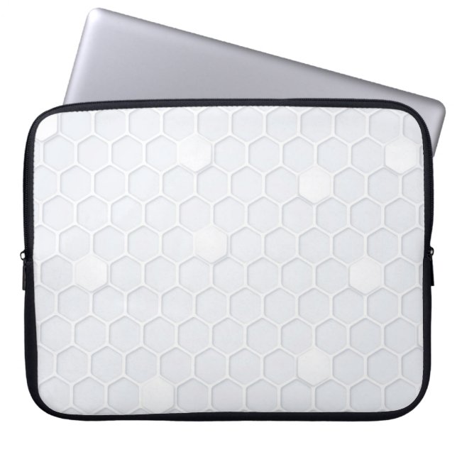 Moderne, witte grijze, zeshoekige laptophoes laptop sleeve (Voorkant)