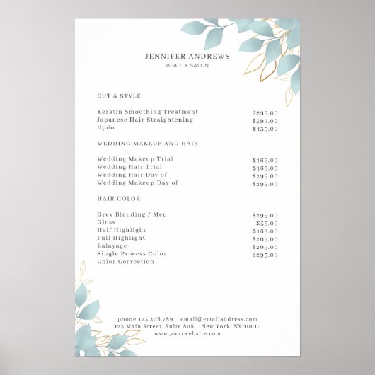 Moderne witte groene bladposter poster (Voorkant)