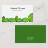 Moderne Witte & Groene Munt Bladeren Massage Thera Visitekaartje (Voorkant / Achterkant)