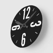 Moderne witte grote getallen op zwarte achtergrond ronde klok (Hoek)