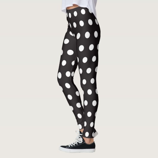 Moderne witte haarpunten op zwart, vlekpatroon leggings (Links)