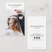 Moderne witte haarstylist foto eenvoudig elegant visitekaartje (Voorkant / Achterkant)