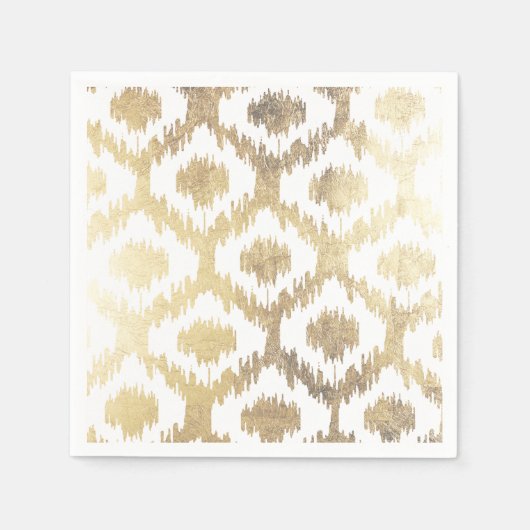 Moderne witte hand getrokken ikat patroon faux gou servet (Voorkant)