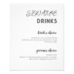 Moderne witte handtekening Drinken bruiloft bar Po Foto Afdruk