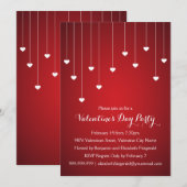 Moderne witte harten op de Rode Valentijnse Partij Kaart (Voorkant / Achterkant)