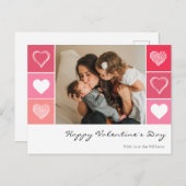 Moderne witte harten rode en roze foto-Valentijn Briefkaart (Voorkant / Achterkant)