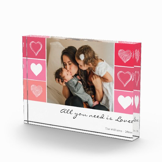 Moderne witte harten rode en roze foto-Valentijn Fotoblokken (Rechts)