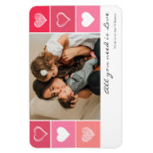 Moderne witte harten rode en roze foto-Valentijn Magneet (Verticaal)