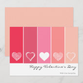 Moderne witte harten rode en roze ombre Valentijn Feestdagenkaart (Voorkant / Achterkant)