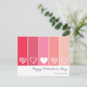 Moderne witte harten rode en roze strepen Valentij Briefkaart (Staand voorkant)