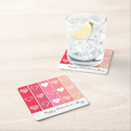 Moderne witte harten rode en roze strepen Valentij Kartonnen Onderzetters