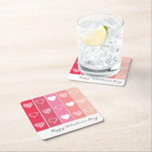 Moderne witte harten rode en roze strepen Valentij Kartonnen Onderzetters