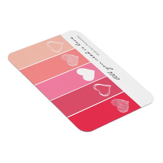 Moderne witte harten rode en roze strepen Valentij Magneet (Rechterzijde)