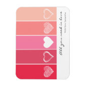 Moderne witte harten rode en roze strepen Valentij Magneet (Verticaal)