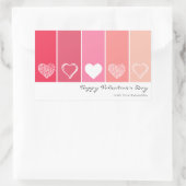 Moderne witte harten rode en roze strepen Valentij Rechthoekige Sticker (Tas)