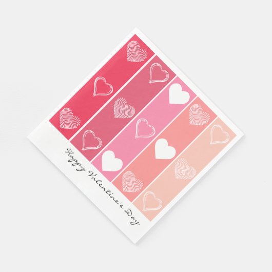 Moderne witte harten rode en roze strepen Valentij Servet (Hoek)