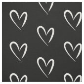 Moderne witte harten, zwarte achtergrond stof (Swatch)