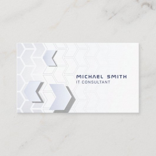 Moderne Witte Hi-tech Futuristische Geometrische V Visitekaartje (Voorkant)