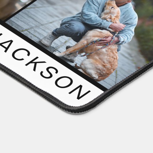 Moderne Witte Hond Papa Custom Vier Foto Collage Bureaumat (Hoek)