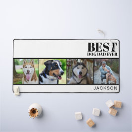 Moderne Witte Hond Papa Custom Vier Foto Collage Bureaumat