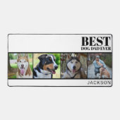 Moderne Witte Hond Papa Custom Vier Foto Collage Bureaumat (Voorkant)